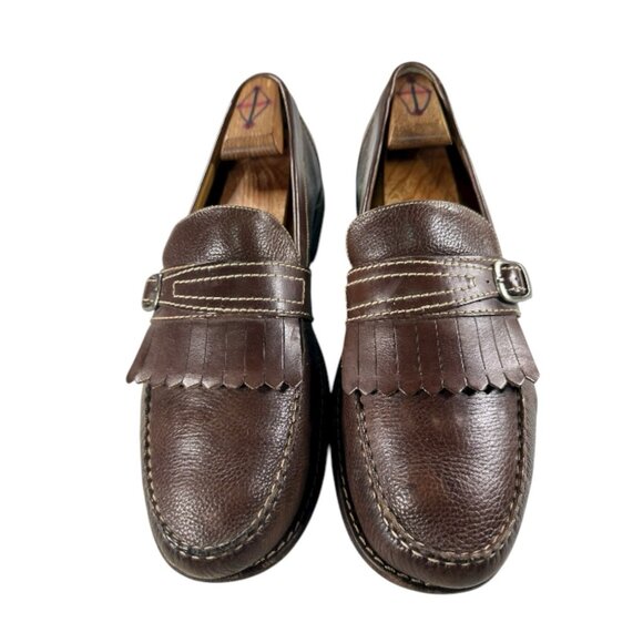 Johnston & Murphy Mens 10.5 M Brown Leather Slip On Tassel Dress Loafers - Picture 2 of 9